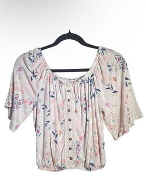Mudd Ivory Floral Print Crop Top XS